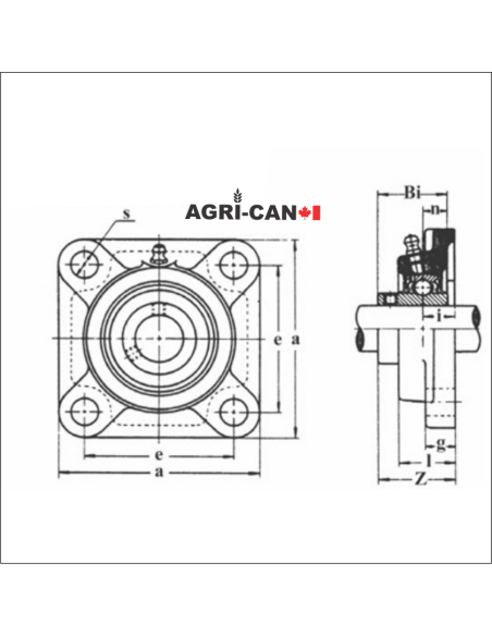 4-Bolt Flange Bearing with Set Screws