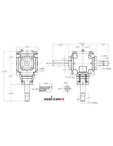 Cast Gearbox T27D - 40mm - 540 RPM