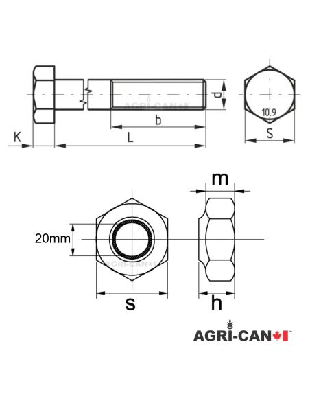 Bolts and Nuts - M20 X 120mm - 4/pack