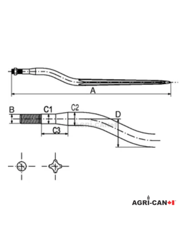 32'' (820mm) Silage Tine - Cranked - Kverneland...
