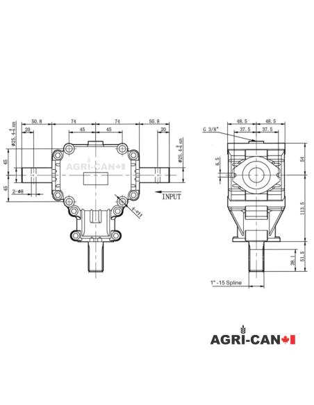Gearbox d'aluminium pour souffleur à neige - Ratio 1.5:1