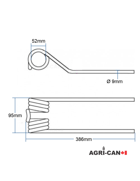 Fella Tedder Tine for series TH, D, DS, H, DH - Ø9mm