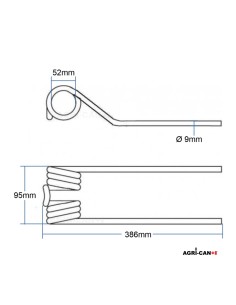Fella, Fendt, Massey Ferguson Tedder Tine - Ø9.5mm 2