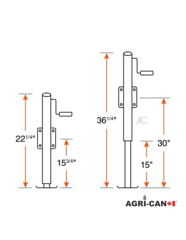 Vérin pivotant 15" poignée de côté - 5000 lbs