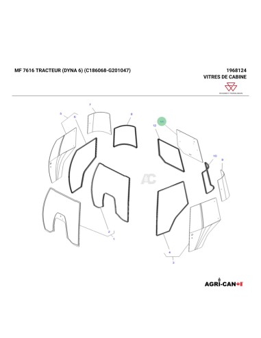 Rear Window Glass – Massey Ferguson,...