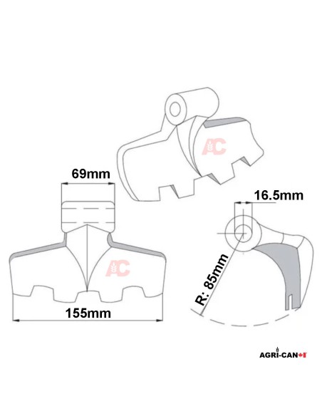 Marteau à fléaux denté pour Votex, HMF Frei, Fischer, Paladin, Alpego - 9572.2028
