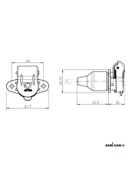 Socle mâle 3 broches type 9680 inversé - 1964989C1