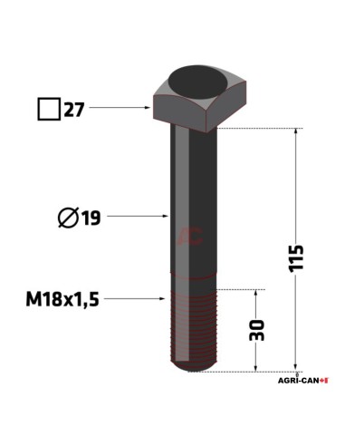 Flail Bolt for Berti – M18 X 1.50 – VTQ27M18/3921